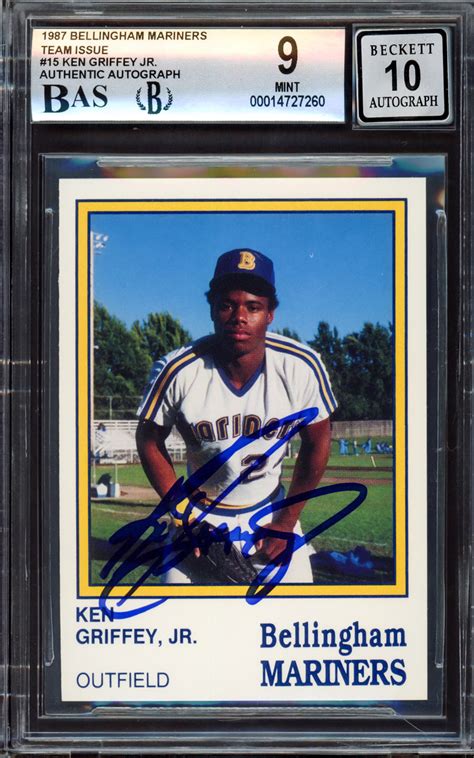 Ken Griffey Jr Autographed 1987 Bellingham Mariners Team Issue Rookie