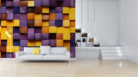 Colorful Blocks Wooden Wallpaper – Myindianthings