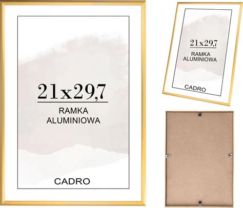 Ramka tradycyjna Cadro Ramka A4 21X30 Ramki Na Zdjęcia Aluminiowa Złota