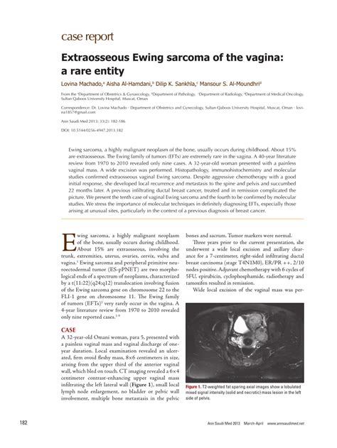 Pdf Extraosseous Ewing Sarcoma Of The Vagina A Rare Entity