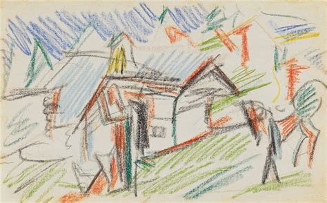 Sennhütte auf der Stafelalp mit Bauer und Pferd by Ernst Ludwig