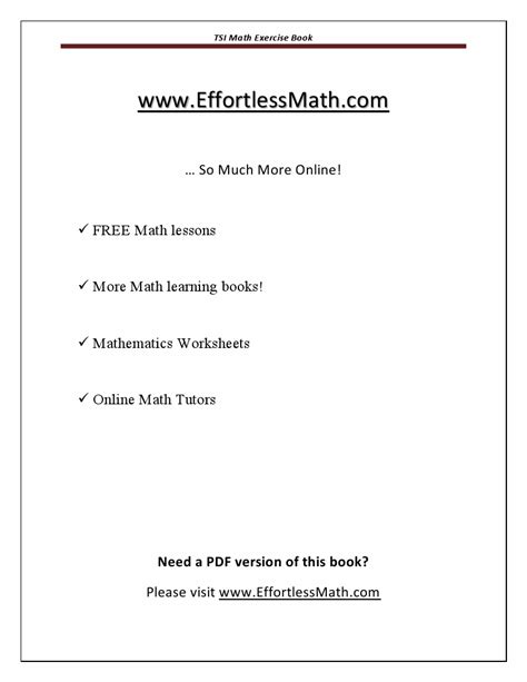 Tsi Math Exercise Book Student Workbook And Two Realistic Tsi Math