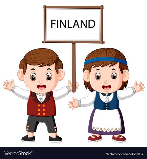 Cartoon finland couple wearing traditional costum Vector Image