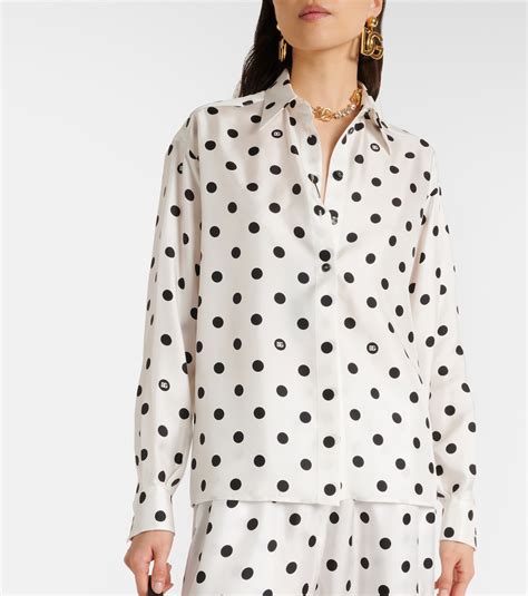 Polka Dot Silk Twill Shirt In White Dolce Gabbana Mytheresa