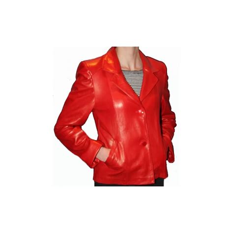 Veste Femme Cuir Agneau Plong Rouge Mod Le Mina Fabrication Fran Aise