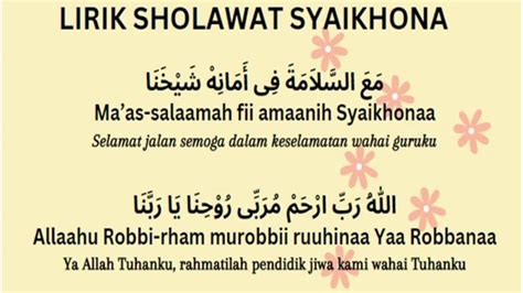 Lirik Sholawat Syaikhona Arab Latin Dan Artinya Ma As Salaamah Fii