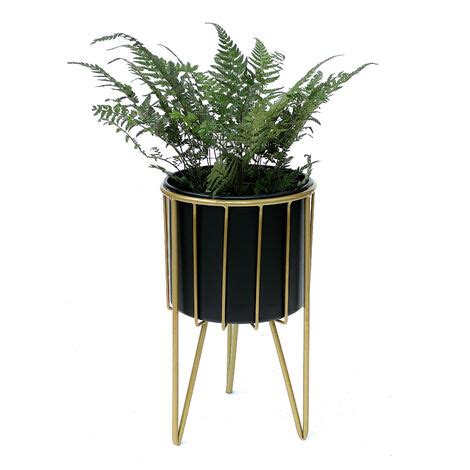 Dandibo Tabouret De Fleur Avec Pot M Tal Or Noir Rond M Cm Support