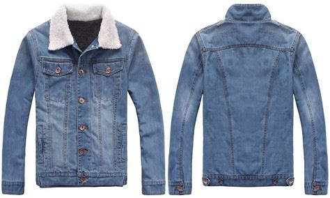 China Mens Regular Fit Denim Jacket With Fleece Lining And Fur Collar