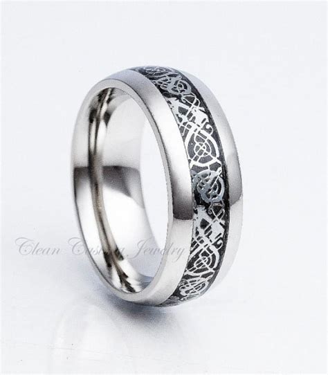 Titanium Wedding Bandtitanium Wedding Ringdomedragon Celtichigh