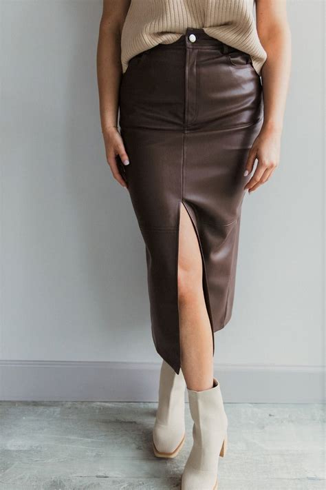 Trouble Maker Pleather Midi Skirt Lizard Thicket