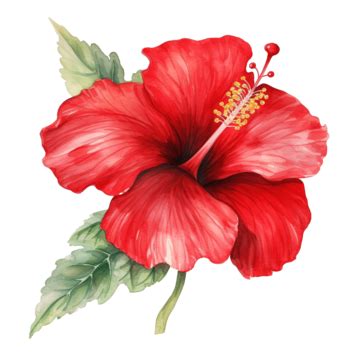 Red Hibiscus Flower Watercolor Illustration Ai Generative Hibiscus