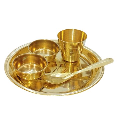 Real Seed Brass Laddu Gopal Bhog Heavy Thali Plate Diameter Cms