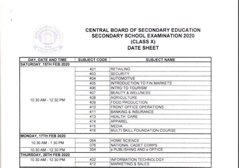 Cbse 10th Board Exam Date Sheet 2020 Released Direct Link To Check Class 10 Exam