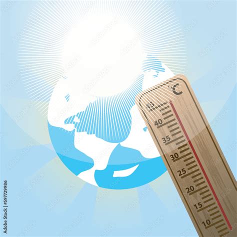 Hot Sun Heat Wave Climate Change Global Warming High Temperature Thermometer Weather Warning