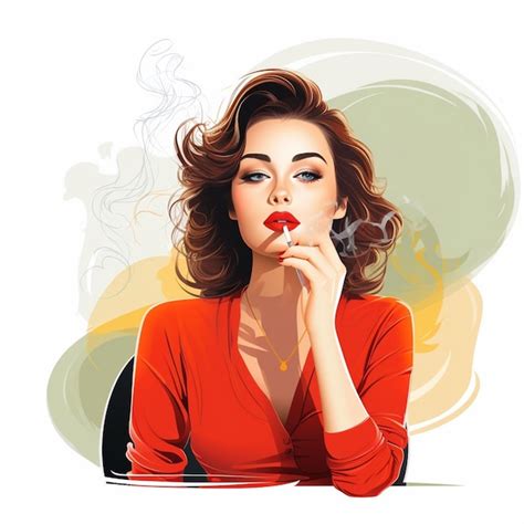 Premium Vector Girl Vector Illustration Woman Cigarette Smoke