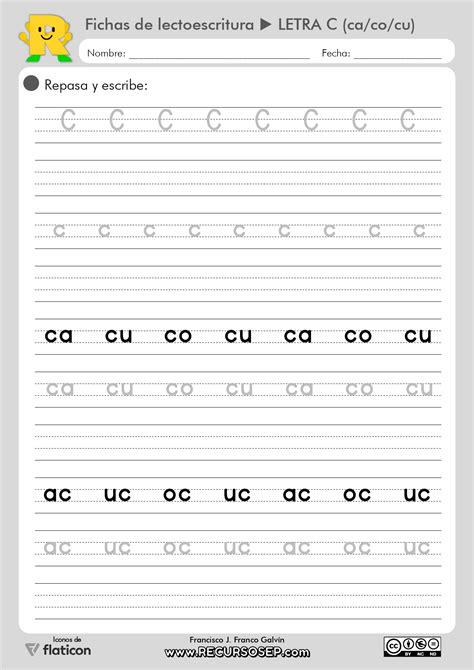 9 Fichas Lectoescritura Montessori Recursosep Letra C Ca Co Cu Imprenta Page 0001