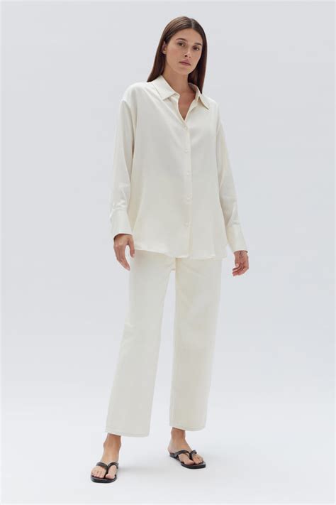 Womens Ena Silk Shirt Cream Assembly Label