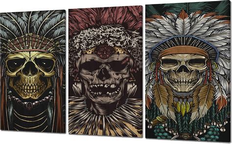 American Indian Headdress Wall Art Indian Tribal Skull Wall