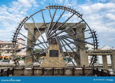 The Ancient Wooden Water Wheel Nearby Malacca River Stock Image Image