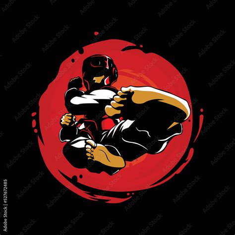 Vector illustration of karate athlete doing a kick Stock Vector | Adobe ...