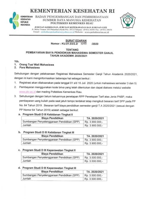 Daftar Kode Briva Mahasiswa Tk I Dan Ii Poltekkes Kemenkes Riau