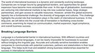 The Role Of Translation In International Business Pptx