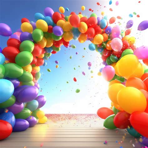 Marco de globos coloridos realistas para la celebración del cumpleaños