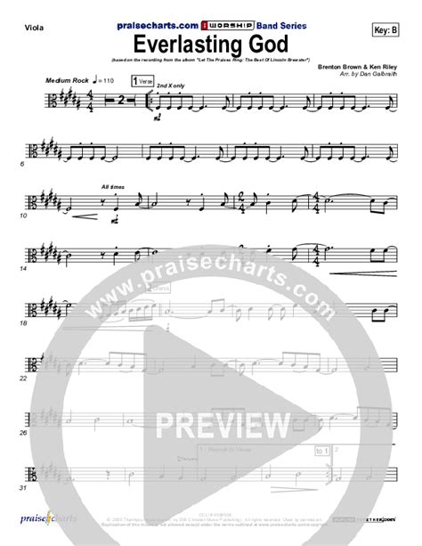 Everlasting God Viola Sheet Music PDF Lincoln Brewster PraiseCharts