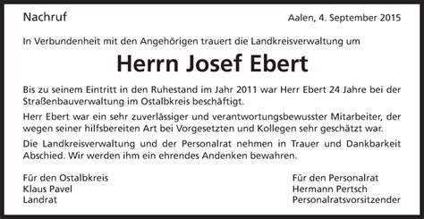 Traueranzeigen Von Josef Ebert Ostalbtrauer