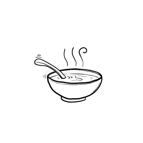 Bowl Of Hot Soup Hand Drawn Doodle Icon Miso Soup Vector Sketch Illustration Cartoon Stock