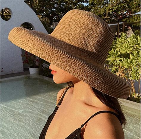 Hepburn Hat Oversized Straw Hat Sun Visor Straw Hat Ladies Big Etsy