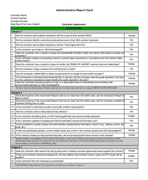 Free Sample Report Card Templates In Pdf Ms Word