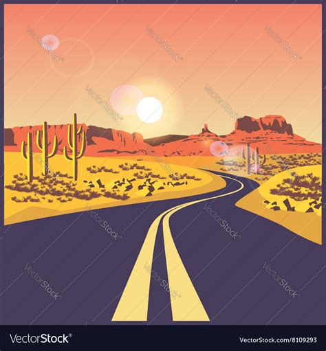 Desert Road Royalty Free Vector Image Vectorstock