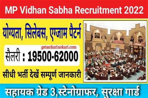 Mp Vidhan Sabha Recruitment 2022 Eligibility Age Limit And Full