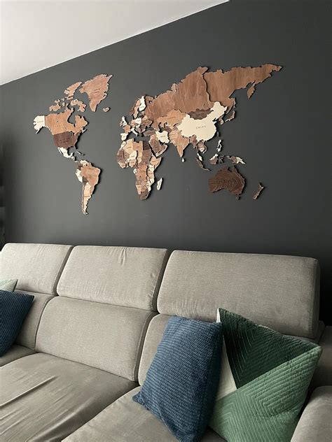 Large 3D Wooden World Map Wall Art - Brown, 59 x Australia | Ubuy