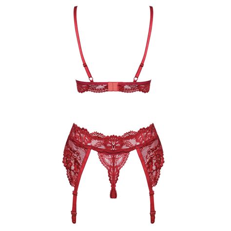 Completino Intimo Con Reggicalze In Pizzo Rosso Obsessive Lingerie