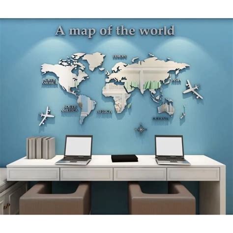 3D Art Carte Du Monde Muraux Sticker Murale Wall Décoration Décor