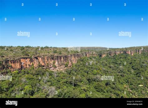 View Over The Plateau Of The Chapada Dos Guimaraes Nationalpark In Mato