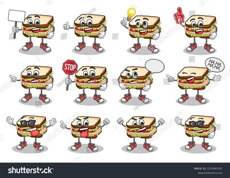 Stock Vector Set Cute Sandwich Cartoon Stock Vector (Royalty Free ...