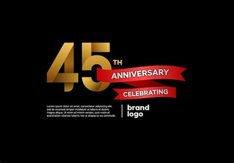 Logo Anniversaire 45 Ans Avec Emblème Or Et Rouge Sur Fond Noir