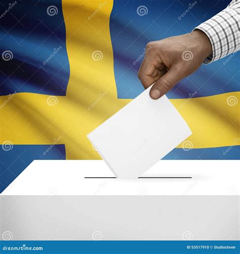 Ballot Box With National Flag On Background Series Kingdom Of Sweden