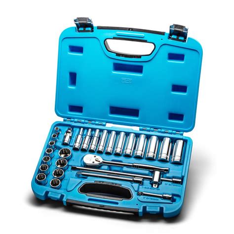 Capri Tools 38 In Drive Sae 12 Point Shallow And Deep Socket Set With Ratchet Extension Bars