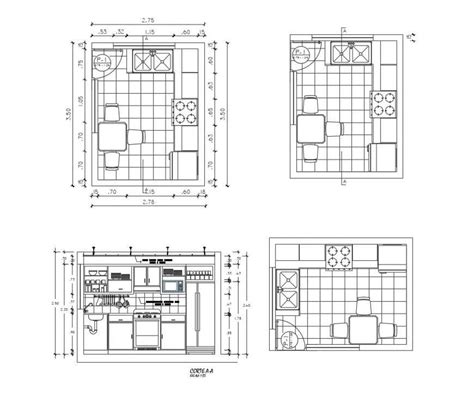 Kitchen Plan And Section Of Kitchen Cad Block Autocad File Cadbull