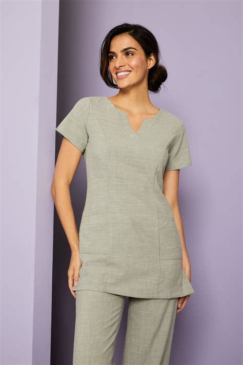 Womens Linen Blend V Neck Tunic Sage Simon Jersey