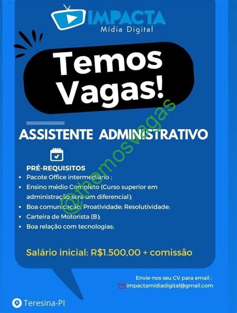 Assistente Administrativo Teresina Pi Vaga S Themos Vagas