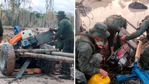 Militares destruyen un campamento usado para minería ilegal en