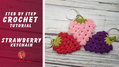 How To Crochet Strawberry Keychain By Sabs Crochet Arts Youtube