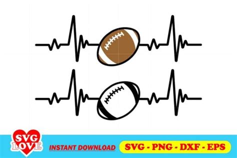 Heartbeat Line Football SVG Gravectory