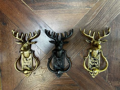 Deer Door Knocker Solid Brass Deer Front Door Ornament 86 Inch Etsy