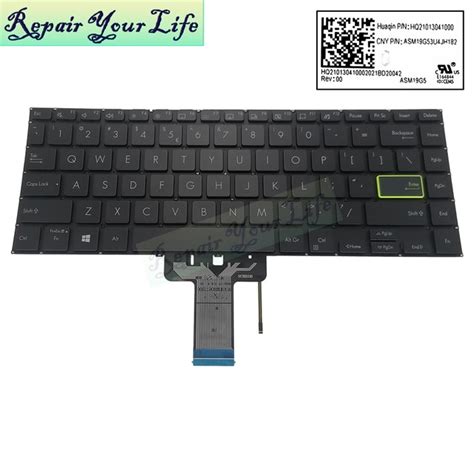 UA UI English Arabic Backlit Keyboard For Asus VivoBook TM420 TM420UA